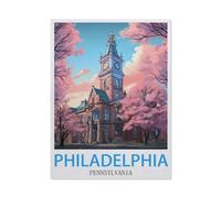 Jigsaw Puzzles for Adults 1000 Piece，Philadelphia Pennsylvania Vintage Travel Posters，Difficult Puzzle Perfect Educational Gift for Boys and Girls50x70cm-BW11