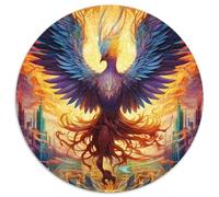 Jigsaw Puzzles for Adults 1000 Piece Phoenix Bird Round Paper Jigsaw Family Interaction & Fun Gift,Vibrant Abstract Design 67.5x67.5 cm
