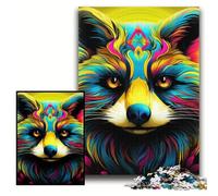 Jigsaw Puzzles for Adults 1000 Piece Pink Raccoon Puzzles for Adults 50x75 cm for Parents, Lovers, Friends - Age 14+