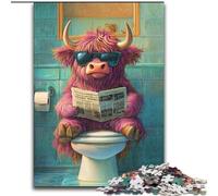 Jigsaw Puzzles for Adults 1000 Piece Pink Yak Go Toilet Jigsaw Puzzles for Adults Family Bonding Activity, Home Decor Gift, Family Toy Game (Size 50x75 cm)