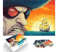 Jigsaw Puzzles for Adults 1000 Piece Pirate Captain with Ship Made of wood for and 14 years and over fun games for families Difficult Hard Gifts for Women Men 。size：50x75cm/19.68x29.52inch