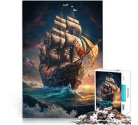 Jigsaw Puzzles for Adults 1000 Piece Pirate Ship Familienspiel zum Stressabbau, schwierige Herausforderung Heimdekoration52x38cm