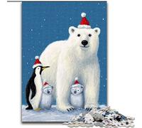 Jigsaw Puzzles for Adults 1000 Piece Polar Bears And Penguins Jigsaw Made of Wood for Teenagers & Teens, Ideal Birthday size 50X75CM
