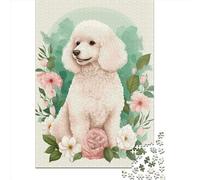 Jigsaw Puzzles for Adults 1000 Piece Poodle Floral Portrait Puzzles for Adults Wooden Board Puzzles Funny 1000pcs (75x50cm)
