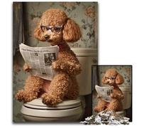 Jigsaw Puzzles for Adults, 1000 Piece Poodle on The Toilet Cardboard Jigsaw Puzzles Colorful Home Decor & Interactive Family Game, 26X38CM
