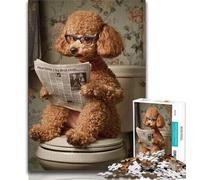 Jigsaw Puzzles for Adults 1000 Piece Poodle on The Toilet Teenager Jigsaw,family Fun Games Is Ideal As A Gift for The Whole Family 38x26cm
