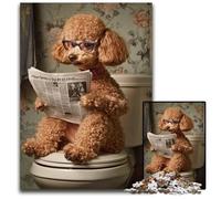Jigsaw Puzzles for Adults 1000 Piece Poodle on The Toilet Wooden Puzzles Home Decors Family Challenge Toys for Men Women Elders Seniors 50X75CM