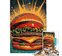 Jigsaw Puzzles for Adults 1000 Piece Pop Art Burger Illustration Adult Jigsaw Puzzles Family Activities Challenging To Complete for Is Ideal As A Gifts (Size 38x26cm)