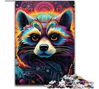 Jigsaw Puzzles for Adults 1000 Piece Psychedelic Animal Raccoon cardboard Jigsaw Challenging Brain Teaser for Teenagers, Family Fun, DIY Home Decor Gift (Szie 26x38cm)