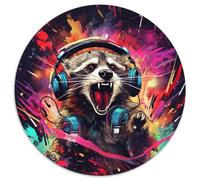 Jigsaw Puzzles for Adults, 1000 Piece Psychedelic Animal Raccoon Difficult Puzzles for Adults for Holidays & Birthdays (67.5x67.5cm)