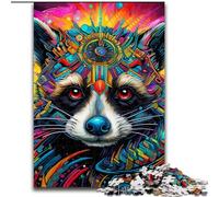 Jigsaw Puzzles for Adults 1000 Piece Psychedelic Animal Raccoon Puzzle Brain-Challenging DIY Decorative Game, Family Interactive Toy (size : 50x75cm)
