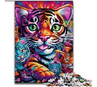 Jigsaw Puzzles for Adults 1000 Piece Psychedelic Animal Tiger Jigsaw Made of Wood,Relaxing Entertainment, Home Decor 1000pcs(50x75cm)