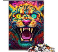 Jigsaw Puzzles for Adults, 1000 Piece Psychedelic Animal Tiger Puzzle Brain-Challenging DIY Decorative Game, Family Interactive Toy (size : 26x38cm)