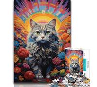 Jigsaw Puzzles for Adults 1000 Piece Psychedelic Art Cat Puzzles for Teenagers,Challenging Game Gifts for Is Ideal As A Gift for The Whole Family 26x38cm