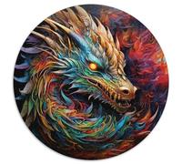 Jigsaw Puzzles for Adults 1000 Piece Psychedelic Art Dragon Round Paper Jigsaw Puzzles Teenager Stress Reduction Cool Unique Gift for Family (67.5x67.5cm)