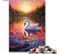 Jigsaw Puzzles for Adults, 1000 Piece Psychedelic Art Swan Challenging Puzzles size 26x38cm Colorful Home Decor & Interactive Family Game