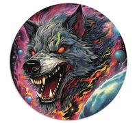 Jigsaw Puzzles for Adults 1000 Piece Psychedelic Art Wolf Round Cardboard Jigsaw Puzzles Perfect Christmas & New Year Gift, (67.5x67.5cm)