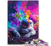 Jigsaw Puzzles for Adults 1000 Piece Psychedelic Astronaut Family Game Stress Reliever Difficult Challenge Artists Collection, Fine Art 50x75cm
