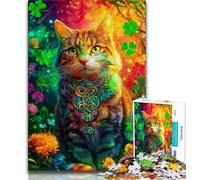 Jigsaw Puzzles for Adults 1000 Piece Psychedelic Cat,Brain Intelligence Challenge Addictive Toys Birthday Present,Gifts,Wall Art 38x26cm