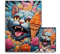 Jigsaw Puzzles for Adults 1000 Piece Psychedelic Cat Impossible Jigsaw Puzzles for Adults Ideal for Family Fun, Relaxation 26X38CM/10.23x14.96inch