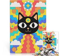 Jigsaw Puzzles for Adults 1000 Piece Psychedelic Cosmic Cat pädagogische Herausforderung Wohnkunstdekor52x38cm