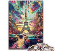 Jigsaw Puzzles for Adults 1000 Piece Psychedelic Eiffel Learning Educational Toys Fun at Home Activities, Birthday Present,Travel Gifts 50x75cm