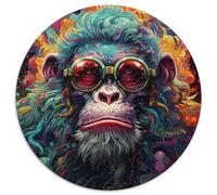 Jigsaw Puzzles for Adults, 1000 Piece Psychedelic Monkey Round Puzzles Perfect for Family Fun on Christmas,Thanksgiving,Birthdays & Easter (67.5x67.5cm)
