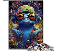 Jigsaw Puzzles for Adults 1000 Piece Psychedelic Music Frog 1000 Pieces Puzzles for Adults for The Whole for Women, Gifts for Men size 26x38cm