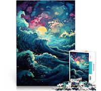 Jigsaw Puzzles for Adults 1000 Piece Psychedelic Space Wave Challenging Game 26x38cm Suitable for desktop decoration for teenager 14+