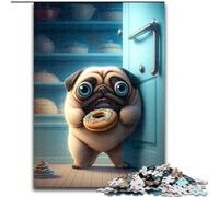 Jigsaw Puzzles for Adults 1000 Piece Pug Stealing Donuts 1000 Piece Jigsaw Puzzle Challenging Brain Teaser for Teenagers, Family Fun, DIY Home Decor Gift (Size 50x75cm)
