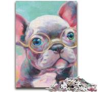 Jigsaw Puzzles for Adults 1000 Piece Pug Wearing Glasses Educational Games Educational Game for Birthday, Chrismas for And Age 14 26x38cm