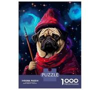 Jigsaw Puzzles for Adults 1000 Piece Pug Wizard Pixel Art Cute Jigsaw Puzzle Brain Teaser Game Stress Reliever Unique Birthday And Xmas Gifts 38x26cm/1000pcs