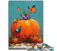 Jigsaw Puzzles for Adults 1000 Piece Pumpkins And Blue Butterflies Teenager Jigsaw,for Educational Game Challenge Toy Birthday Present, Gifts, Wall Art (50x75cm)