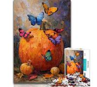 Jigsaw Puzzles for Adults 1000 Piece Pumpkins And Butterflies 1000 Pieces for Teenagers,Challenging Game Toys Wall Decoration Unique Birthday And Xmas Gifts 26x38cm