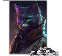 Jigsaw Puzzles for Adults 1000 Piece Punk Cat Made of Wood, Fun Activity for at Home 50x75cm Family Fun Activity, Brain Challenge, for Teenager