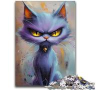 Jigsaw Puzzles for Adults 1000 Piece Purple Cat for And 14 Years And over Interesting Stress Reduction Gifts for Friends And Family 50x75cm