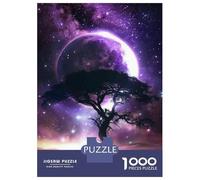 Jigsaw Puzzles for Adults 1000 Piece Purple Galaxy Tree Print Teenager Puzzles Family Games Pattern Assembly Fun Activities at Home 52x38cm/1000pcs