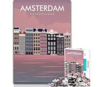 Jigsaw Puzzles for Adults 1000 Piece Puzzle Amsterdam Netherlands Travel Print,Help The Brain Exercise Addictive Toys to Cultivate Patience Artists Collection,Fine Art (38x26cm)