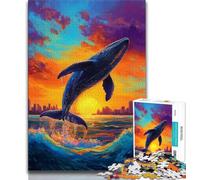 Jigsaw Puzzles for Adults 1000 Piece Puzzle Animal Whale,Stress Reliever Staycation Kill Time Wishlist with Santa Claus 38x26cm