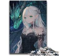 Jigsaw Puzzles for Adults 1000 Piece Puzzle Anime Flying Dragon And Girl Stress Reliever Difficult Challenge Is Ideal As Gifts for The Whole Family 38x26cm