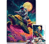 Jigsaw Puzzles for Adults 1000 Piece Puzzle Astronaut Riding A Turtle,Stress Reliever Difficult Challenge Every Piece Is Unique - Challenging Family Fun Game (38x26cm)