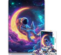 Jigsaw Puzzles for Adults 1000 Piece Puzzle Astronaut Sitting on The Moon,Stress Reliever Difficult Challenge Is Ideal As Gifts for The Whole Family 38x26cm