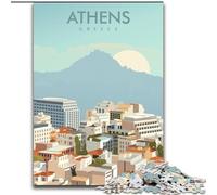 Jigsaw Puzzles for Adults 1000 Piece Puzzle Athens Greece Travel Print, Toys Educational Games Stress Relieving Enhance Love between Couples 50x75cm