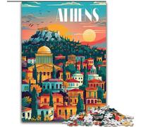 Jigsaw Puzzles for Adults 1000 Piece Puzzle Athens Sunset, Family Game Stress Reliever Difficult Challenge Enhance Love between Couples 50x75cm