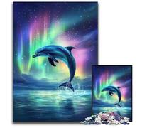 Jigsaw Puzzles for Adults 1000 Piece Puzzle Aurora Dolphin Cardboard Jigsaw Puzzles Learning Educational Toys,is Ideal As Gifts for The Whole Family for Ages 14+ 26X38CM