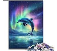 Jigsaw Puzzles for Adults 1000 Piece Puzzle Aurora Dolphin Learning Educational Toys Fun at Home Activities, Birthday Present,Travel Gifts 26x38cm