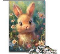 Jigsaw Puzzles for Adults 1000 Piece Puzzle Baby Bunny in The Flowers, Toys Educational Games Stress Relieving Great Gifts And Toys (size 26x38cm)