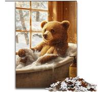 Jigsaw Puzzles for Adults 1000 Piece Puzzle Bathroom Brown Bear, Quiz Game Wall Decoration Unique Birthday And Xmas Gifts (Size 50x75cm)