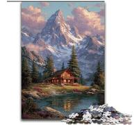 Jigsaw Puzzles for Adults 1000 Piece Puzzle Beautiful Log Cabin, Analysis And Logic with Fully Interlocking Randomly Shaped Pieces for And Age 14 Years Up (Size 26x38cm)