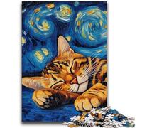 Jigsaw Puzzles for Adults 1000 Piece Puzzle Bengal Cat Night Sky for And from 14 Years And over Play Toys Because It Is Ideal As A Gift for The Whole Family 50x75cm